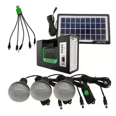 GENERICO - Kit Panel Solar Con Batería Y 3 Bombillos De 3w Carga Usb 5v