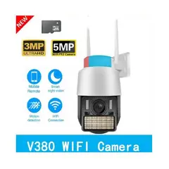 AWEI - Cámara Ptz Exterior Wifi 3mp Hd Con Sirena Full Color + SD 64 GB