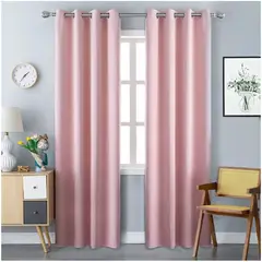 ONE PIXEL - Cortina Blackout 100% Anti Luz, 2 Paños 140x225 - Rosado