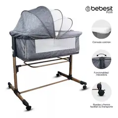 BEBESIT - Cuna Colecho Side By Side Gris Claro Golden