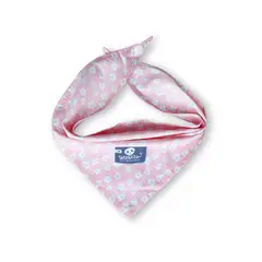 WAWAW - Pañoleta para perro talla XL rosa flores blancas