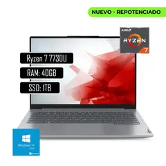 Lenovo - V14 AMD RYZEN 7 7730U - Ram 40GB DDR4 - 1TB SSD - WIN 11 Home 14" - RJ45