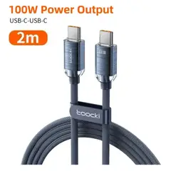 GENERICO - Cable USB tipo C a C Marca TOOCKI Carga Rápida Cable Datos 100W 2 Mt