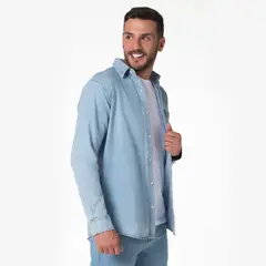 LEC LEE - Camisa de jean para hombre - Indigo Claro