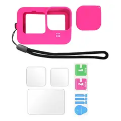 XALTA - Funda Silicona Estuche en Goma para Gopro 9 10 11 12 + Vidrio -Fucsia