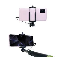 GENERICO - Palo de selfie con conexión 3.5 color de 78 cm negro y verde