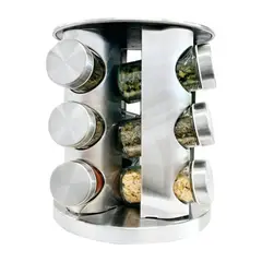 GENERICO - Condimentero Giratorio En Acero 12 Frascos Para Especias