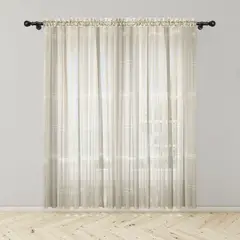 ADVANCE - Cortina Beige Rayada en Velo Muselina 3 mts x 2.10 mts Entero