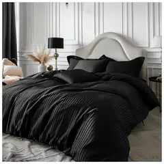 KARYTEX - COMBO Duvet + Juego de Sabanas Embozado + Plumon Liso Sencillo Negro
