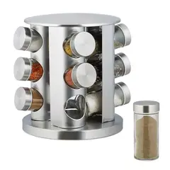 GENERICO - Soporte Giratorio Redondo Para Condimentos De Cocina + 12 Tarros