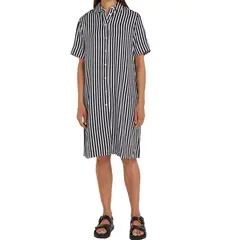 TOMMY HILFIGER - Vestido negro amplio de rayas