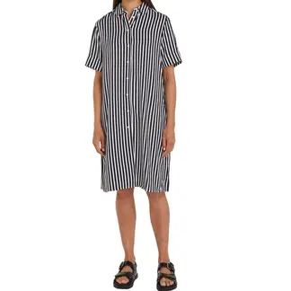 TOMMY HILFIGER - Vestido negro amplio de rayas