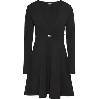 TOMMY HILFIGER - Vestido negro manga larga Tommy Jeans
