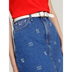 TOMMY HILFIGER - Falda azul denim estampada Tommy Jeans