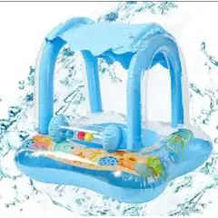 INFANTILES CAJUROMIX - BOTE FLOTADOR INFLABLE TECHO AZUL