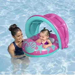 GENERICO - Flotador Para Bebe Con Techo 80cm ROSADO AZUL