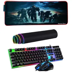 GENERICO - Combo Pad Mouse Rgb 80cm X 30cm Teclado Y Mouse Gamer N G03