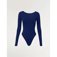 MOLGOA - Body Para Mujer Escote Redondo en Espalda - The Essential Azul Noche