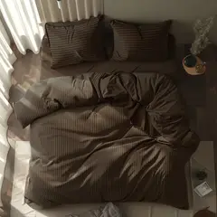 KARYTEX - Fundas Duvet A Rayas + 2 Fundas De Almohada Sencilla Cafe.