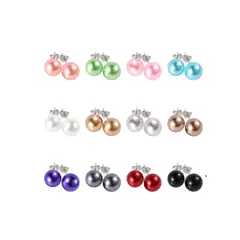 GENERICO - Set Topo X 12 Pares Arete Perla Pendientes Surtido-_.