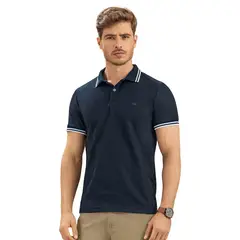 LEO - Camiseta tipo polo con cuello y mangas tejidas