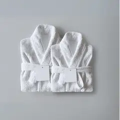 KARYTEX - COMBO Set x2 Batas Salida Piqué 100% Poliéster Hombre Mujer Blanco
