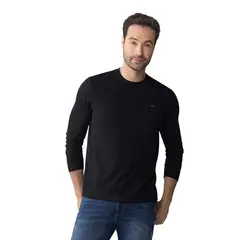 LEO - Camiseta masculina manga larga cuello redondo