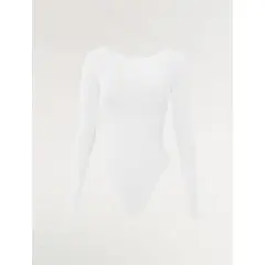MOLGOA - Body Para Mujer Escote Redondo en Espalda - The Essential Blanco