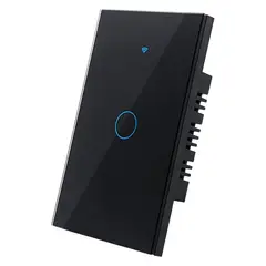 GENERICO - Switch Inteligente Táctil Wifi Google Home Y Alexa 1 Botón Negro