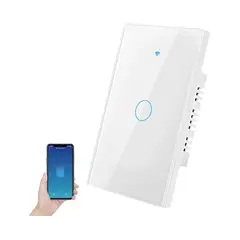 GENERICO - Switch Inteligente Táctil Wifi Google Home Y Alexa 1 Botón Blanco