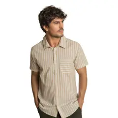 LEO - Camisa manga corta masculina de rayas
