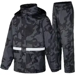 ONE PIXEL - Chaqueta Pantalón Impermeable Camuflado Con Capota Negro S