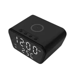 GENERICO - Cargador Inalámbrico Despertador Reloj Escritorio Negro