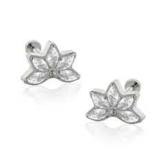 AGHA JEWELRY - Titanio Aretes piercing Abanico Cristal Zirconia Cúbica para Lóbulo