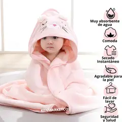 GENERICO - Toalla para Bebe Niños Suave Con Capota Multiusos