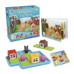 GENERICO - Rompecabezas Puzzle Cerdito Y Lobo + Libro Interactivo