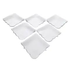 GENERICO - SERVILLETAS EN TELA LINO DE 32X32 CMS BORDE PLATEADO X 6 UNIDADES