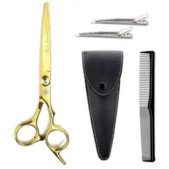GENERICO - Tijera de corte profesional para peluqueria Black Leopard Gold