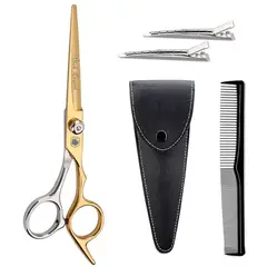 GENERICO - Tijera de corte profesional para peluqueria Black Leopard SilverGold