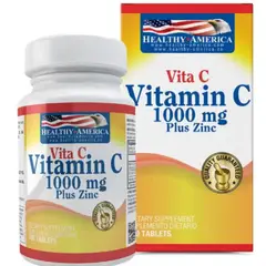 HEALTHY AMERICA - Vitamina C 1000 mg con Zinc 100 Tabletas Healthly America