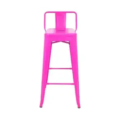 MOBLIHOUSE - Butaco Bar Metálico Rosa Chicle Con Espaldar