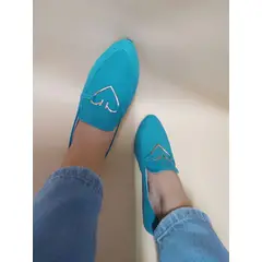 GENERICO - Mocasines turquesa con corazon