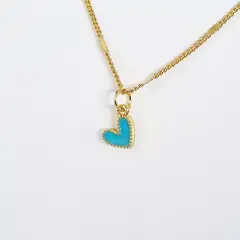 RAVEL - Cadena dije corazoncito esmaltado turquesa RAVEL_.