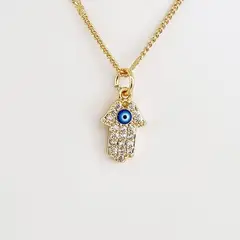 RAVEL - Cadena dije hamsa ojito con circones brillantes RAVEL.