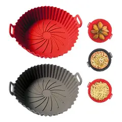 HOGARIST - Canastilla Silicona Olla Freidora Air Fryer Reutilizable roja