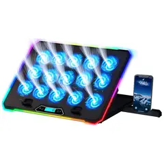 KLIM - Base Refrigerante Gamer Portatil Pc Con 15 Ventiladores Rgb