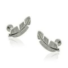AGHA JEWELRY - Titanio Aretes piercing Hoja Ondulada para lóbulo