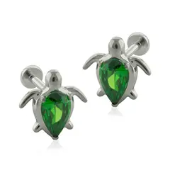 AGHA JEWELRY - Titanio Aretes Piercing Tortuga Cristal Zirconia Cúbica para Lóbulo