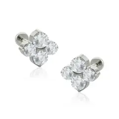 AGHA JEWELRY - Titanio Aretes Piercing Flor Petunia Cristal Zirconia Cúbica para Lóbulo