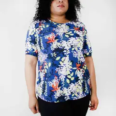 L Y H - Camiseta Para Mujer Manga Corta Azul Marca L&H